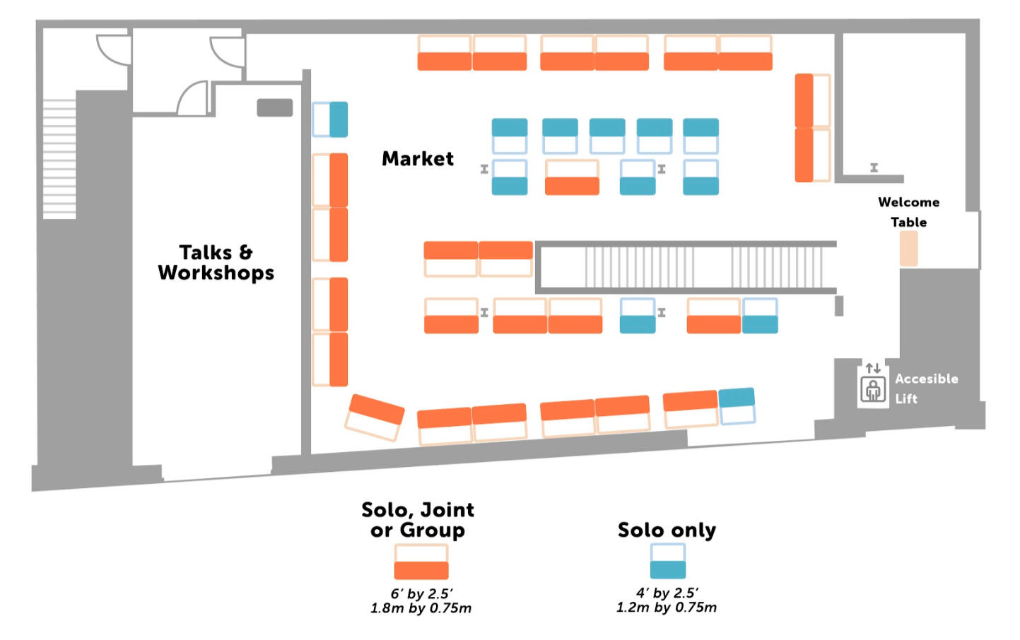 Draft layout for the TAGS Fest marketplace.