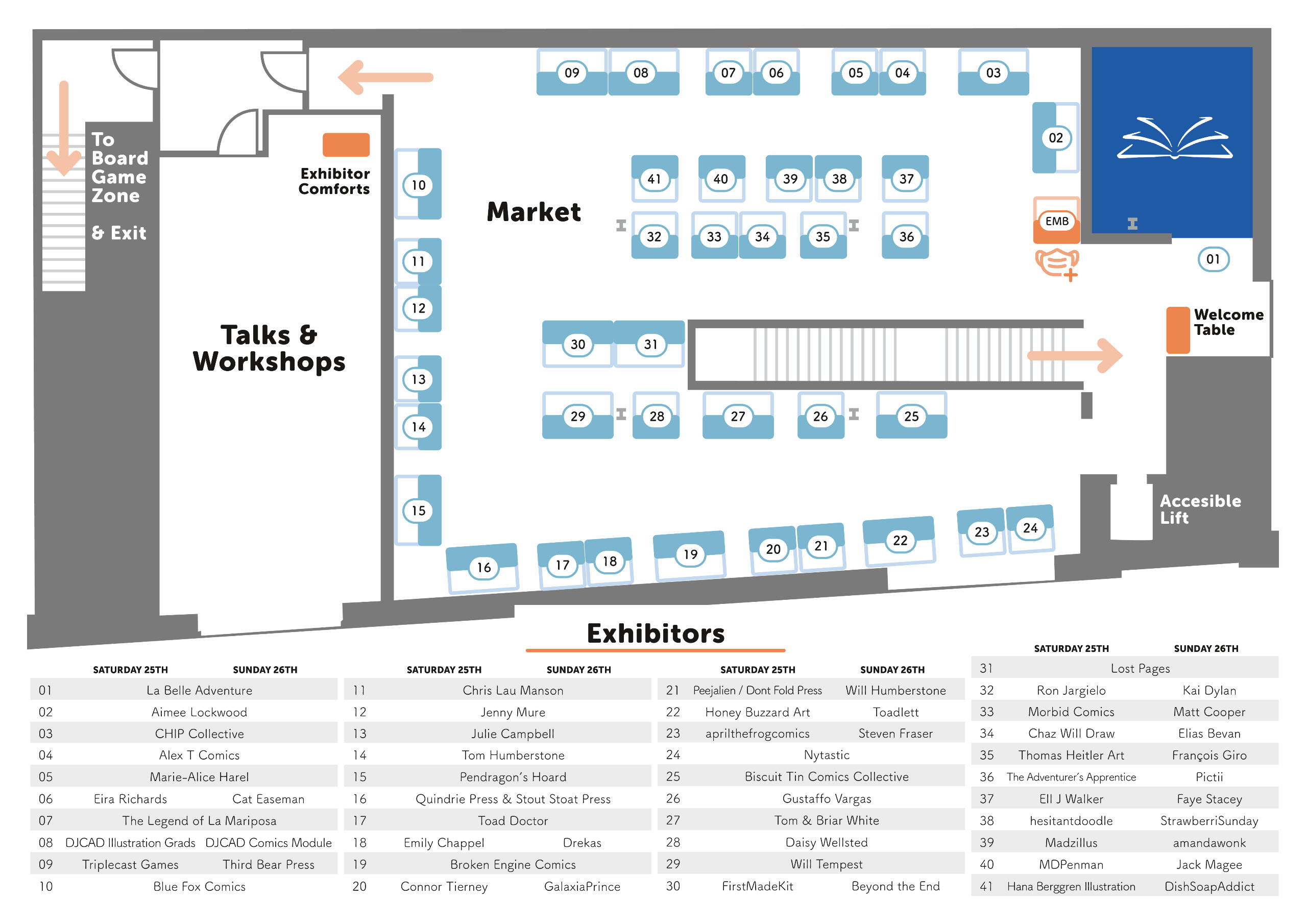 Floor plan for the TAGS Marketplace. It is held in the upstairs gallery of Fruitmarket.