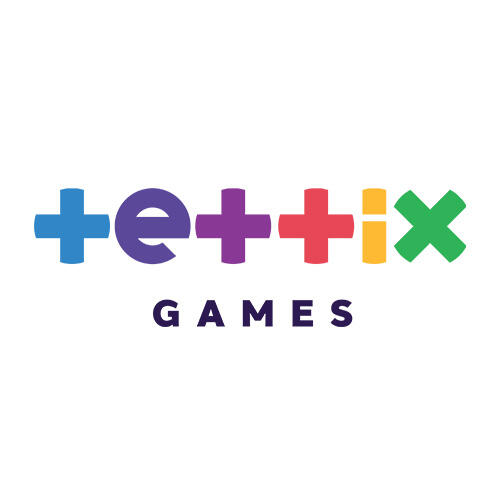 Logo for Tettix Games, featuring brightly coloured text.