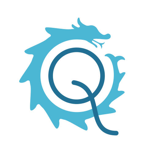 Logo for Quindrie Press, showing a dragon wrapping around the letter Q.