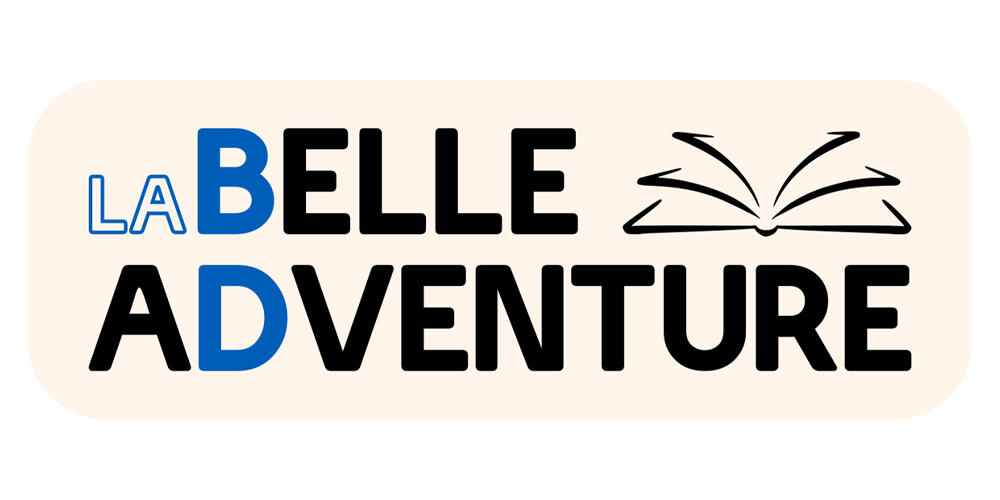 Logo for La Belle Adventure, showing an open book.